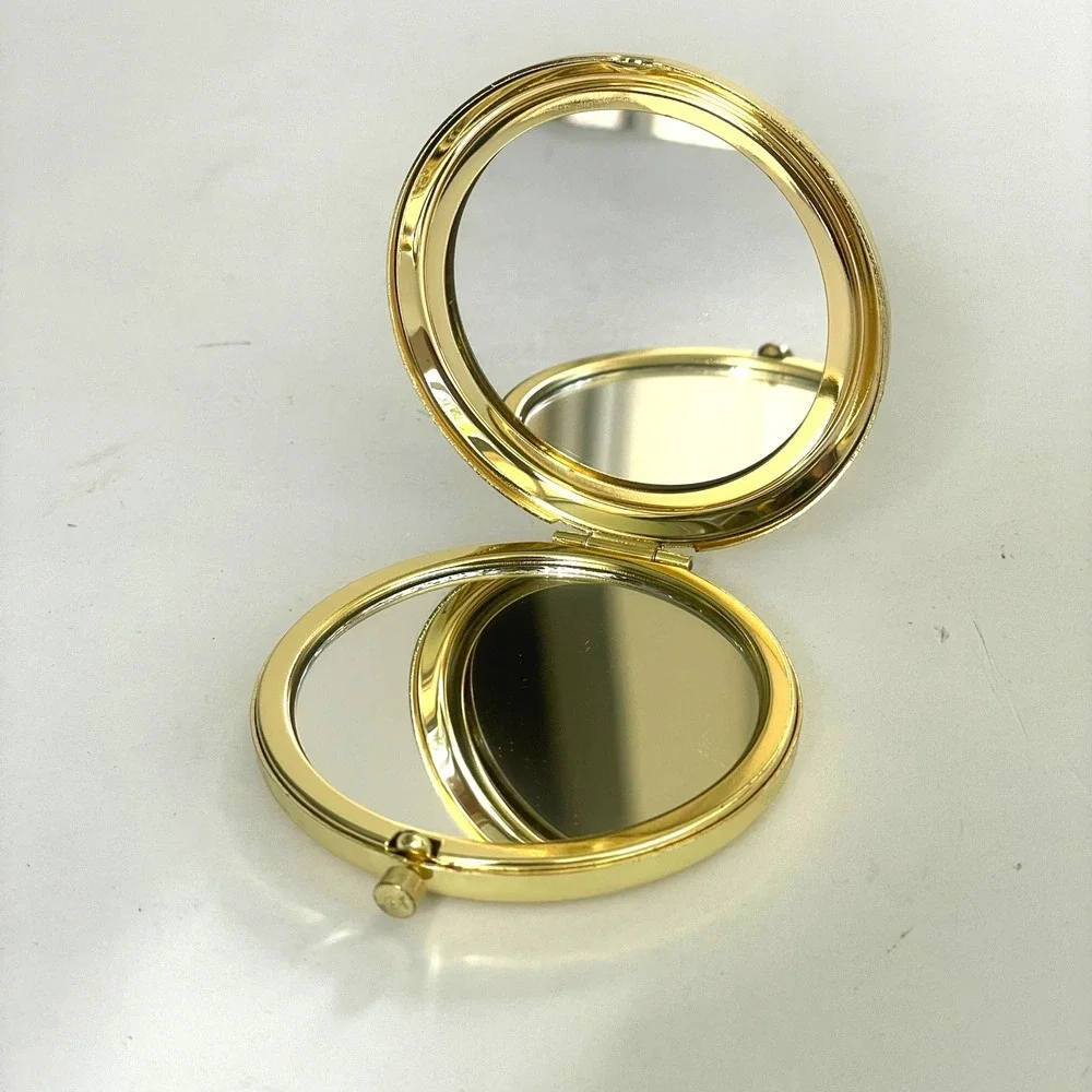 Swarovski Yellow Hand Mirror plus Compact Mirror Set Blessed Gold Rhinestone 3pc